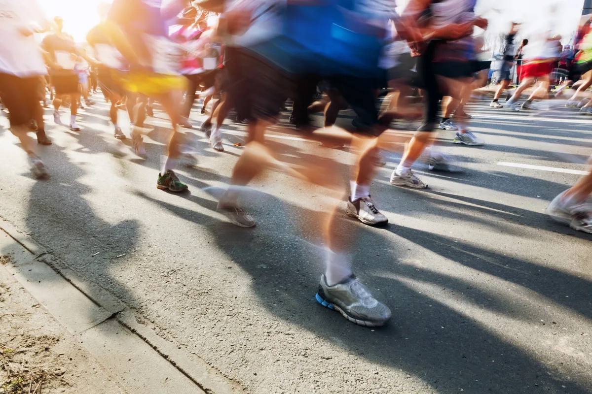 Marathon runners in motion. Running