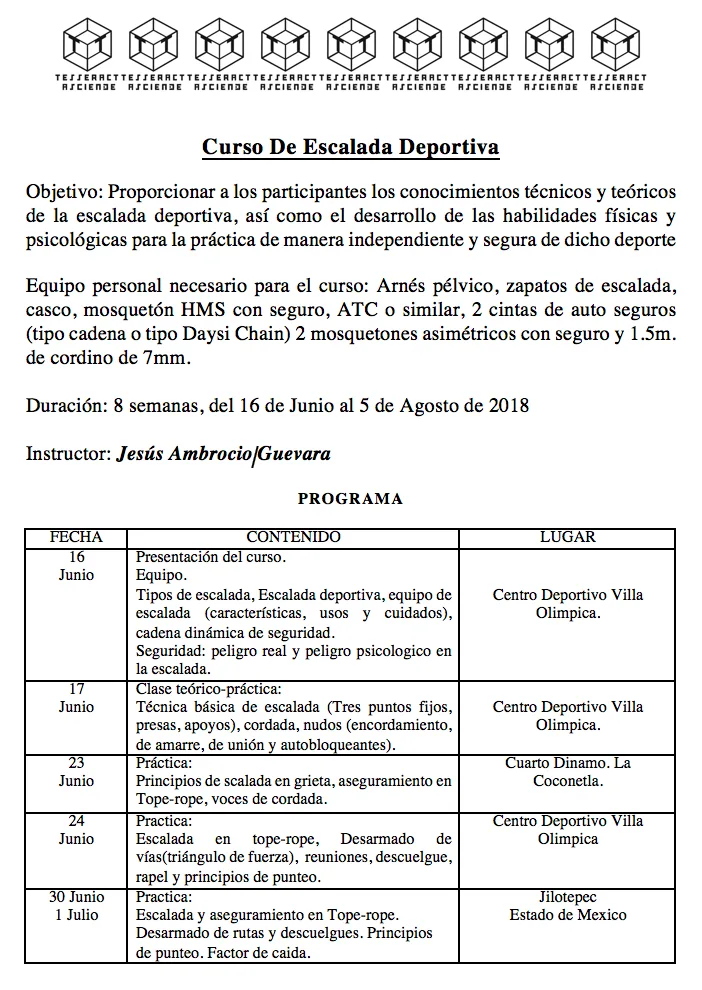 Imagen del archivo de «TesseracT Asciende imparte Curso de Escalada Deportiva en favor de apertura de zonas».