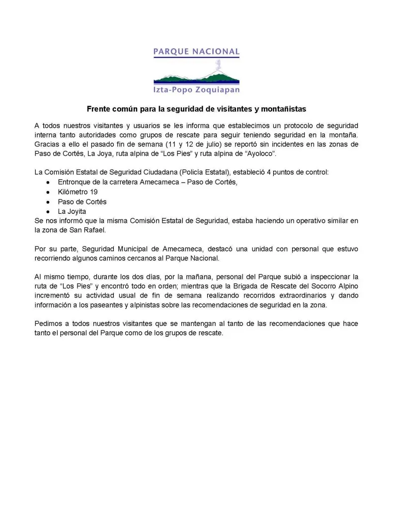comunicado IztaPopo14julio