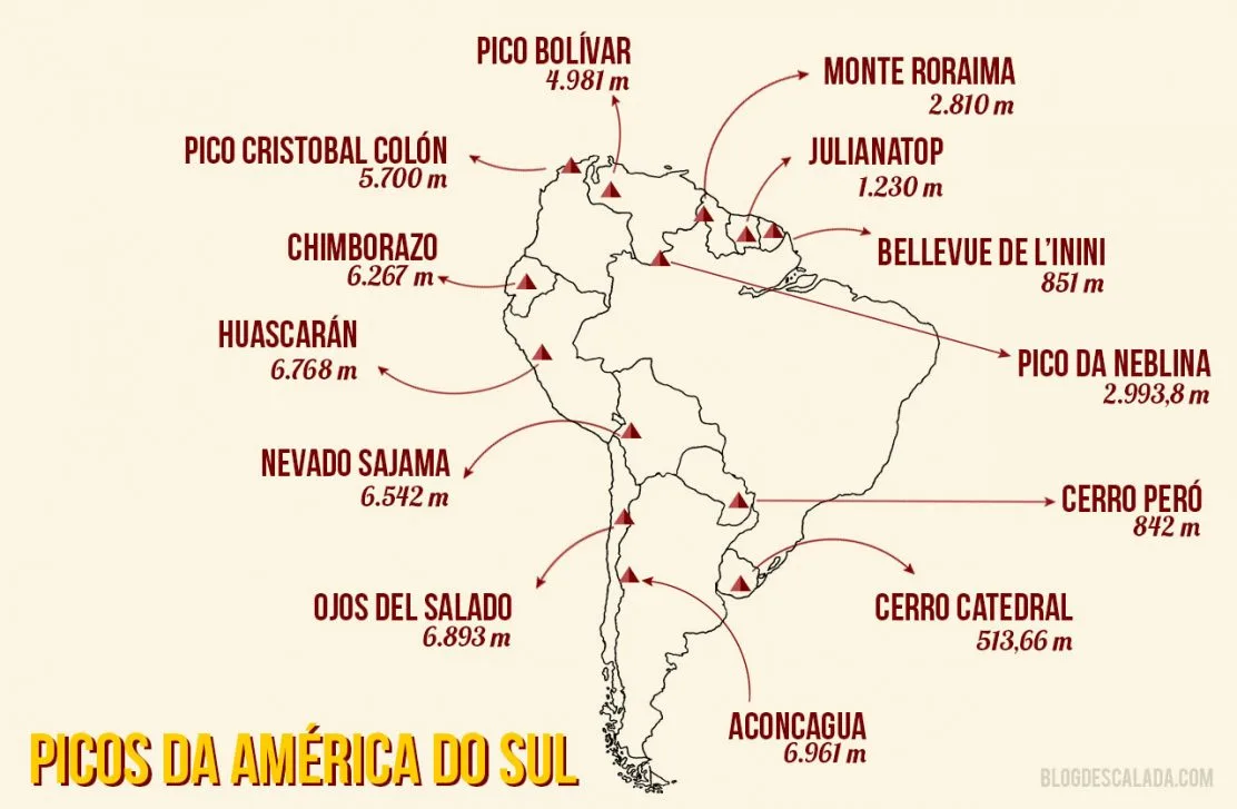 Imagen del archivo de «¿Cuáles son las montañas más altas de cada país de América del Sur?».