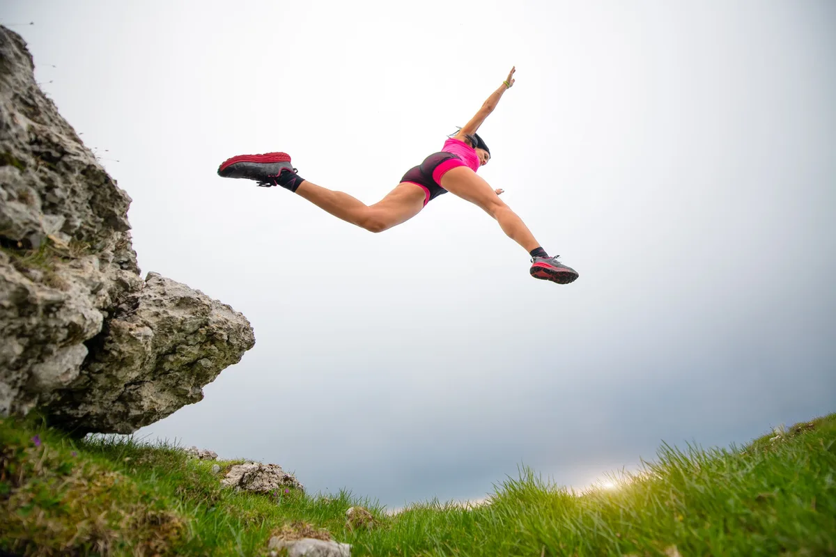 Jump of a sporty woman