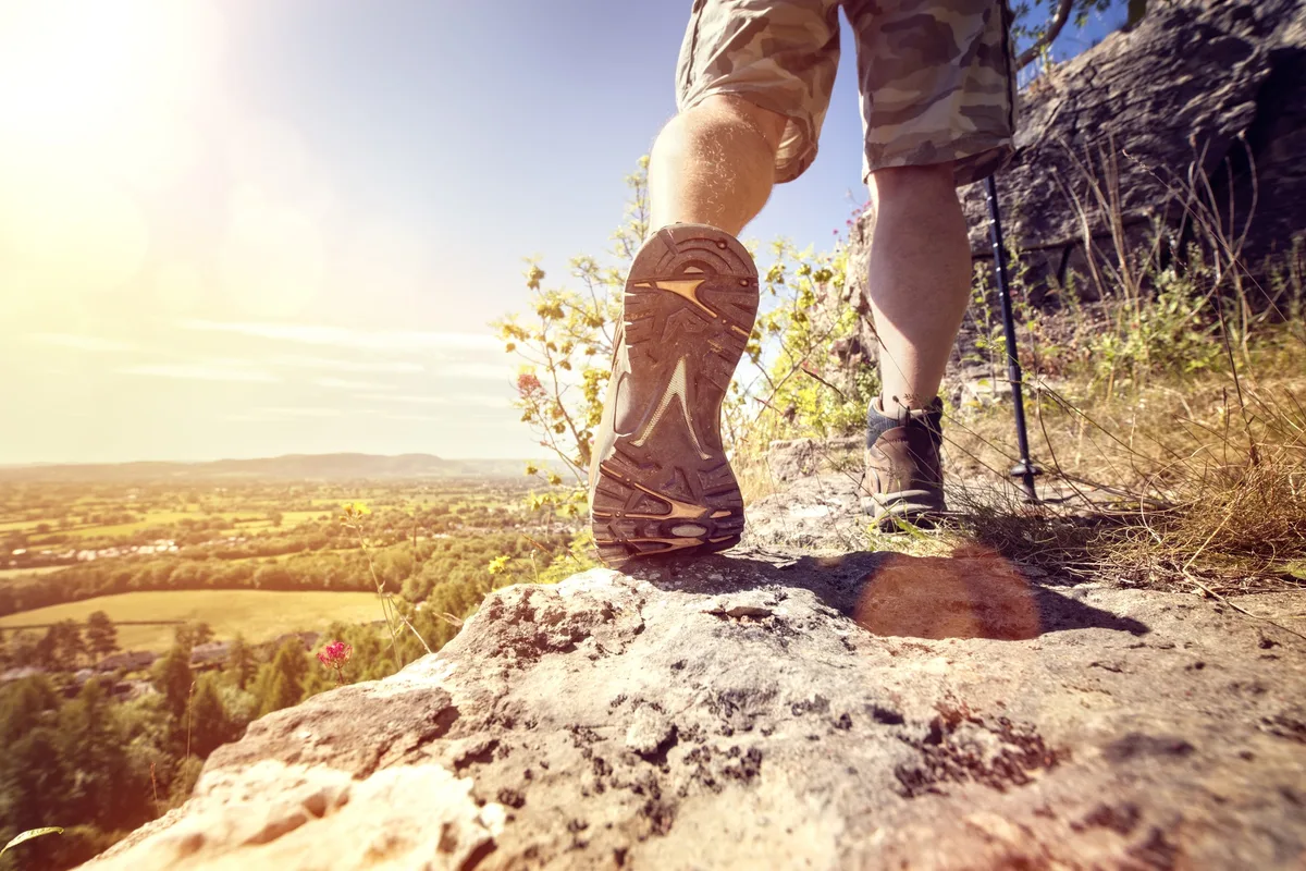 Hiking on a mountain trail