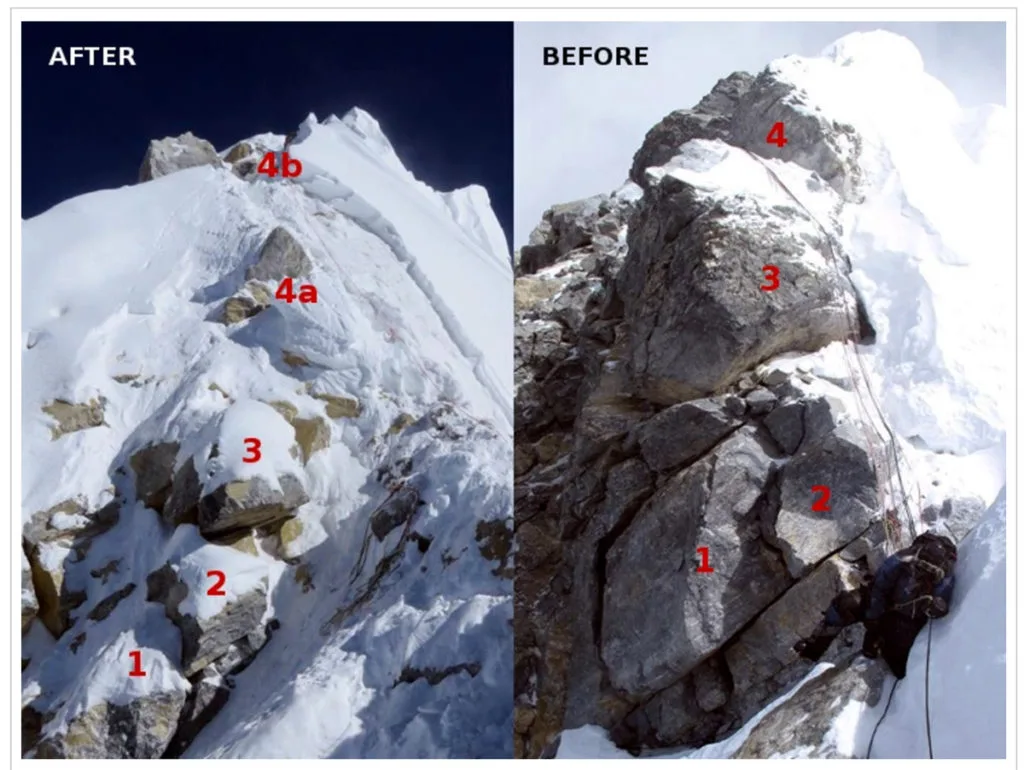 Imagen del archivo de «Confirman que el Escalón Hillary, último paso a la cumbre del Everest, dejó de existir».
