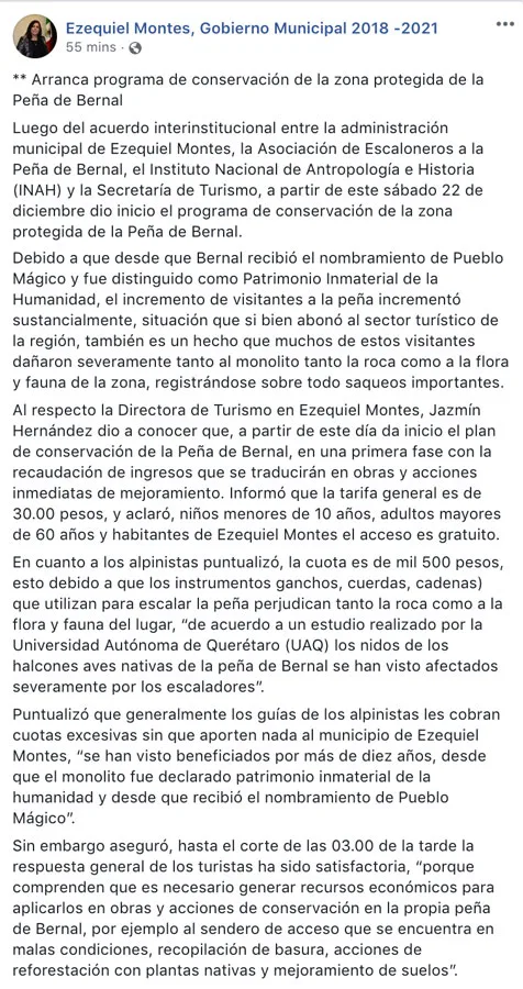 Imagen del archivo de «Peña de Bernal: gobierno implementa cuota de 1,500 pesos para escalar».